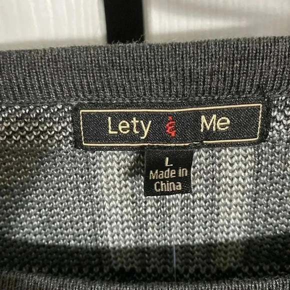 Lety & Me new gray & black plaid sweater size LARGE - Picture 10 of 13